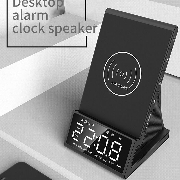 Three in one wireless charger Bluetooth speaker wireless charging alarm clock phone holder by eprolo