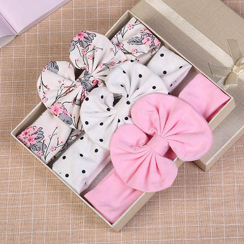 3 Pcs/Set Printed Baby Headband Elastic Bows Newborn Kids Turban Dot Headbands Hair Band For Girls Baby Hair Accessories by eprolo