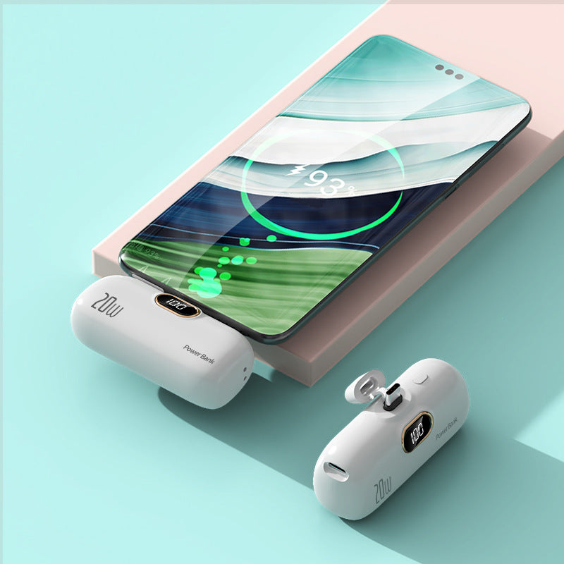 Cross-border KC Wholesale Capsule 10000mah Power Bank Compact Portable Digital Display Mobile Power Bank Logo Printing