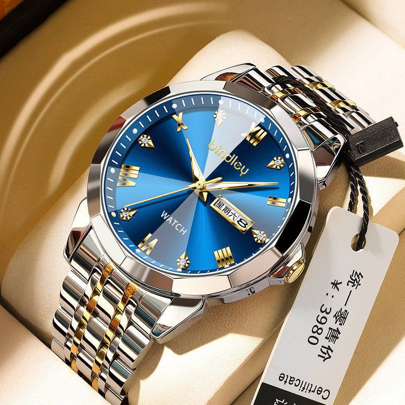Foreign trade hot sale 2025 new men's watch men's large dial men's glow men's watch men's high-end calendar quartz watch