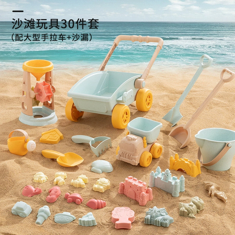 Kids beach toys baby beach play sand digging shovel bucket hourglass digging tool set sand pool cart by My Store