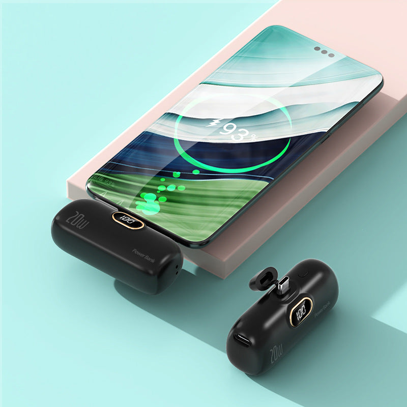 Cross-border KC Wholesale Capsule 10000mah Power Bank Compact Portable Digital Display Mobile Power Bank Logo Printing