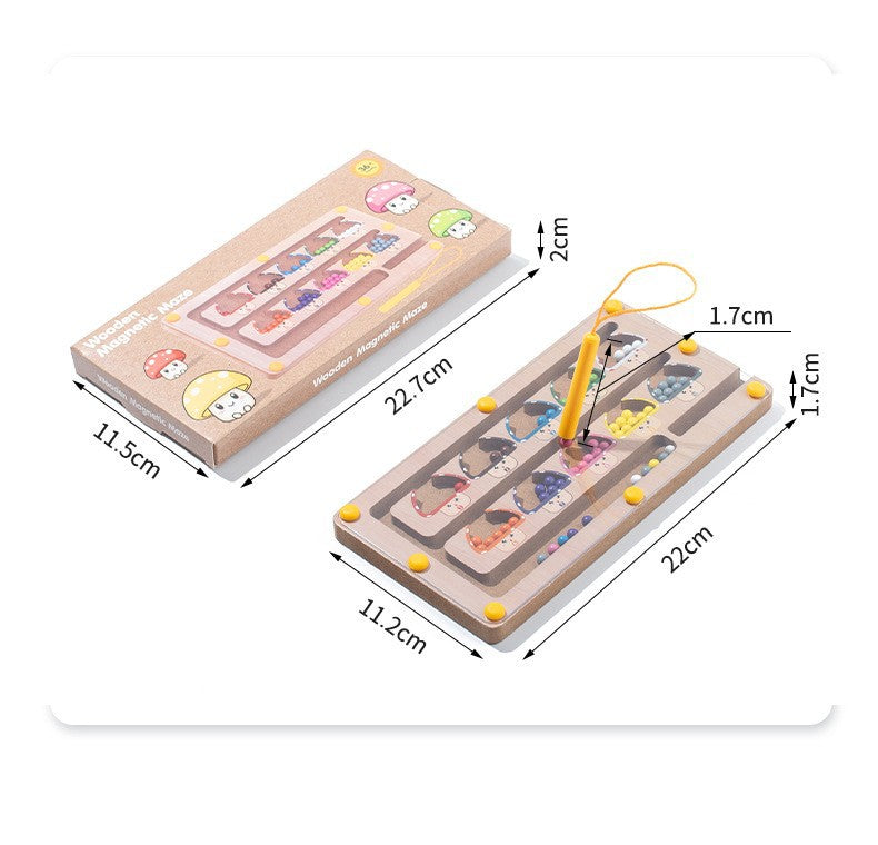 Children's toys wooden magnetic maze walking beads puzzle early education pen movement focus logical thinking maze toys