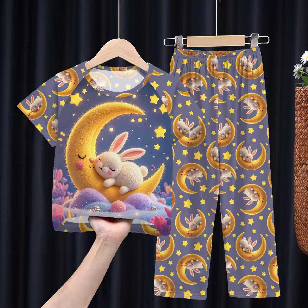 Foreign trade children's pajamas, spring and summer short-sleeved trousers, cartoon Sharjah men's group K-POP girl group middle and adult children's loungewear