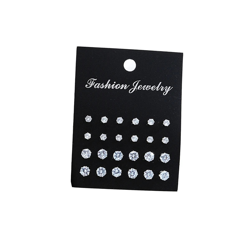 24 Pairs Set Mix Crystal Imitation pearl Earrings For Women Simple Round Crystal Earring Set Daily Wear Gift Fashion Jewelry by My Store