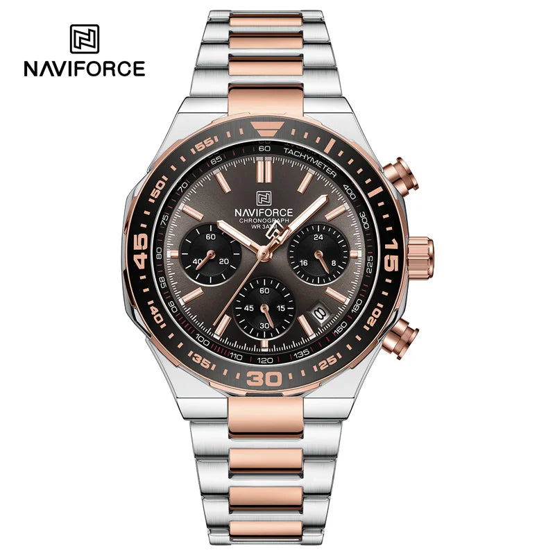NAVIFORCE Fashion Watch For Men High Quality Luxury Stainless Steel Waterproof Classic Quartz Wristwatches Male Big Face Clock by My Store