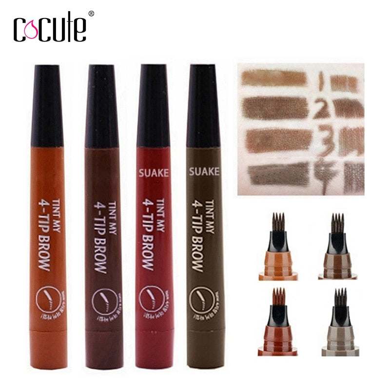 Eyebrow Tint 4 Tip Liquid Brow 5 Colors Pen Makeup Paint Eyebrow Liner Pen Cosmetics Waterproof Tool Microblade by eprolo