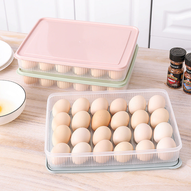 Refrigerator Egg Storage Preservation Box 24 Grid Egg Grid Egg Tray Kitchen With Cover Dustproof Food Storage Box by eprolo