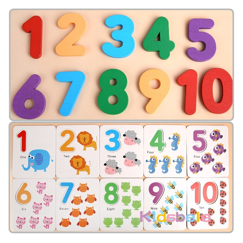 Montessori Toys For Children Mathematics Kids Early Educational Toys Counting Wooden Sticker Kids Number Cognition Birthday Gift by eprolo