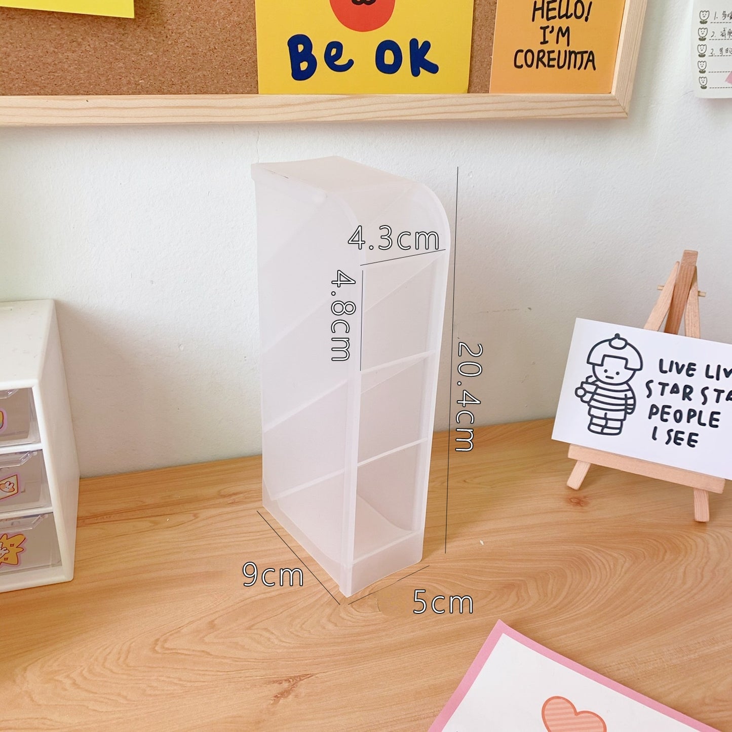 Korean Style Ins Style Desktop Net Red Cosmetic Storage Box Frosted Transparent Student Dormitory Rack Finishing Box Female by eprolo