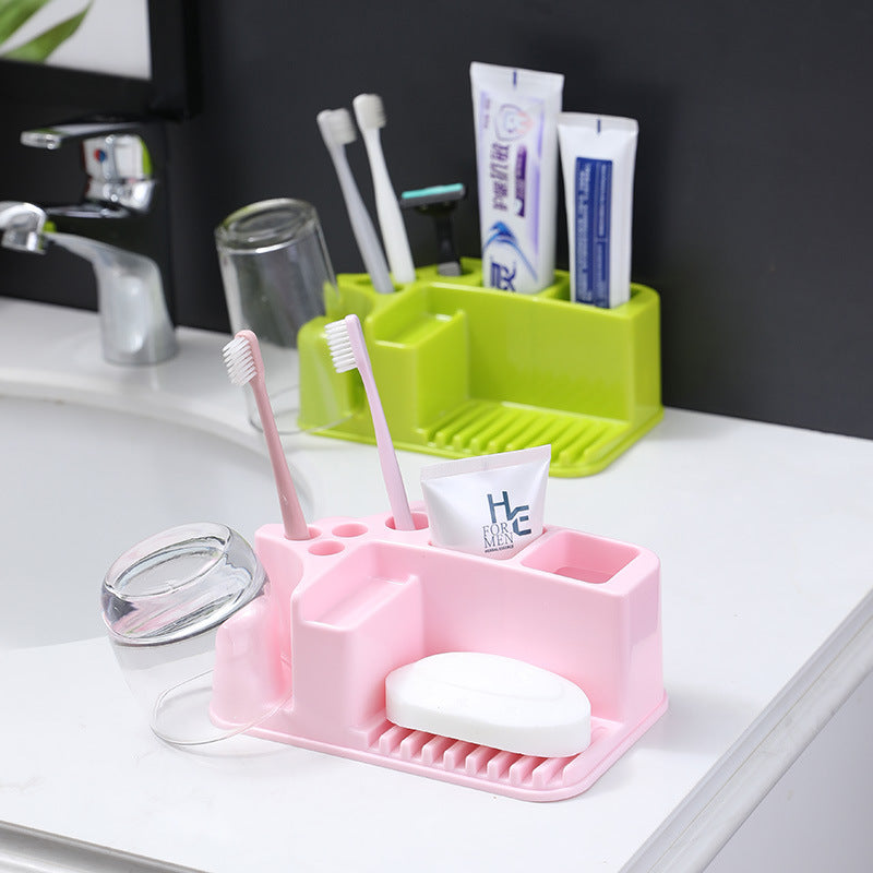 Toilet Toothbrush Rack Free Punch Brushing Cup Mouthwash Cup Holder Toothbrush Toothpaste Rack Toothware Storage Rack by eprolo