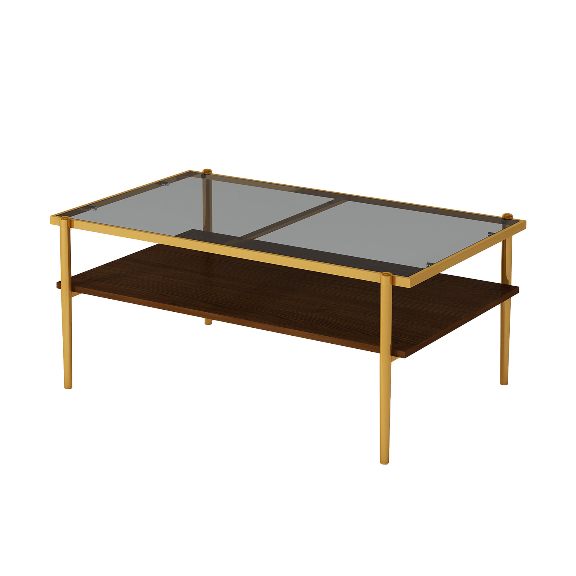 Rectangle Coffee Table with Gray Tempered Glass top and Golden Legs, Modern Table for Living Room by eprolo