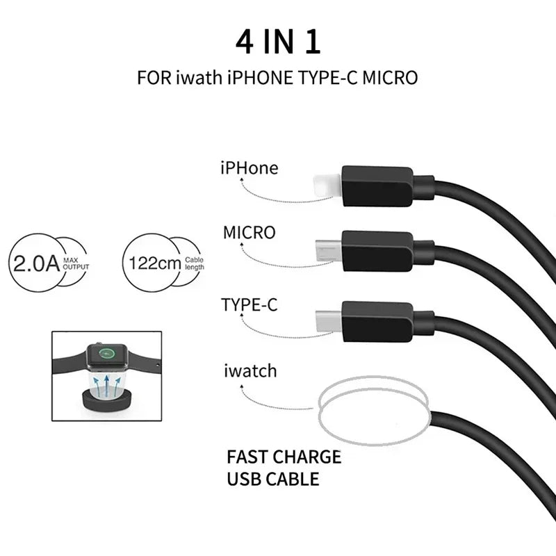 Mobile watch compatible with Apple iWatch four in one wireless charging cable digital wireless charger round four in one by eprolo