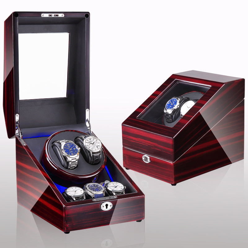 Watch winding box, watch shaker, storage box, LED light, lid open and stop, watch shaker by My Store