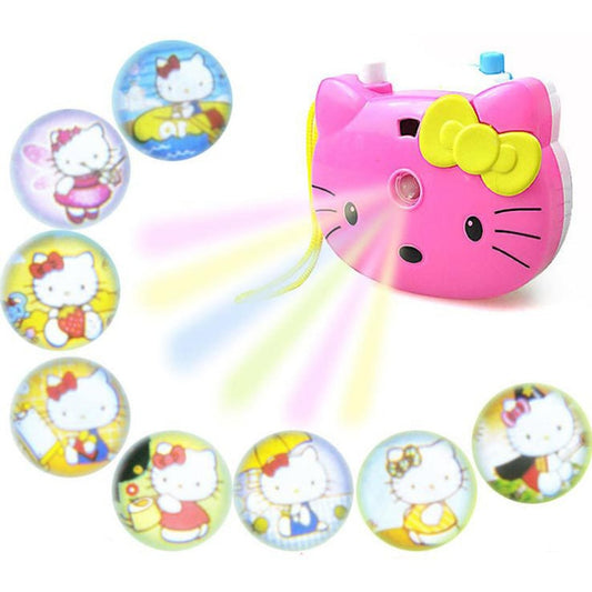 1pcs Cute Hello Kitty Light Projection Camera Children Educational Toys For Kids Projection Cartoon Pattern Camera Children Gift by eprolo