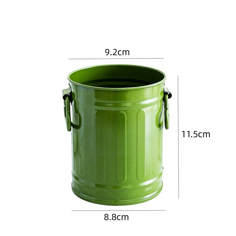 Cylindrical wrought iron pen holder DIY creative desktop storage bucket multifunctional stationery pen holder by eprolo