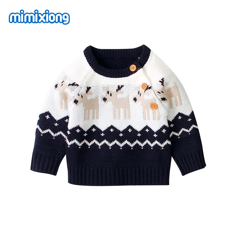 ins best-selling knitted cartoon Christmas elk sweater for boys and girls