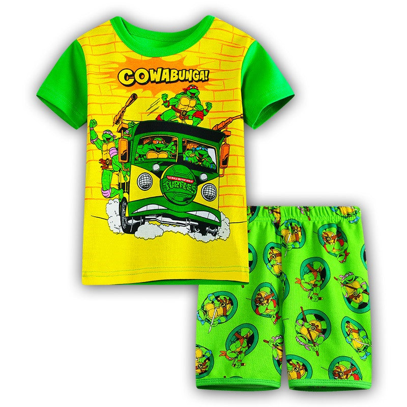Summer Boys Cartoon Short Sleeve Puppy Loungewear Baby Underwear Pajamas Set T011