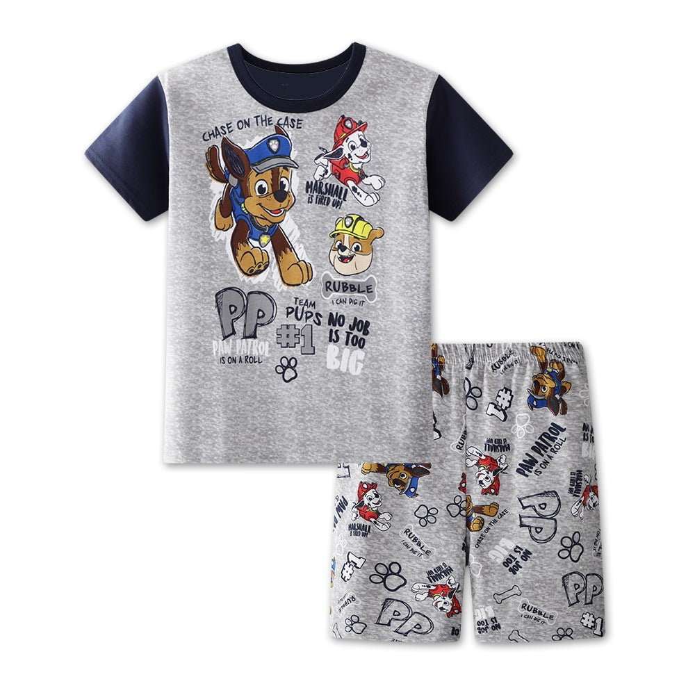 Summer Boys Cartoon Short Sleeve Puppy Loungewear Baby Underwear Pajamas Set T011