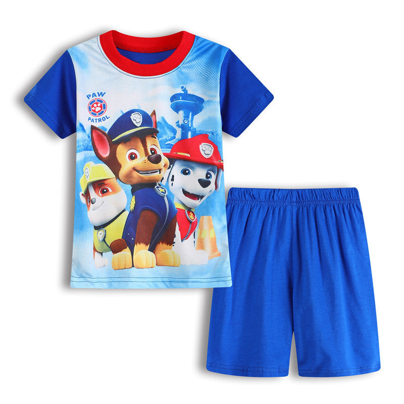 Summer Boys Cartoon Short Sleeve Puppy Loungewear Baby Underwear Pajamas Set T011