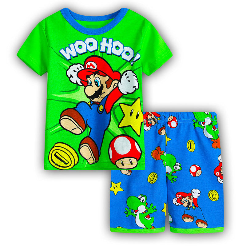 Summer Boys Cartoon Short Sleeve Puppy Loungewear Baby Underwear Pajamas Set T011