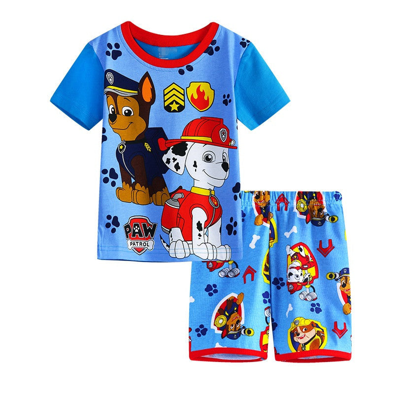 Summer Boys Cartoon Short Sleeve Puppy Loungewear Baby Underwear Pajamas Set T011