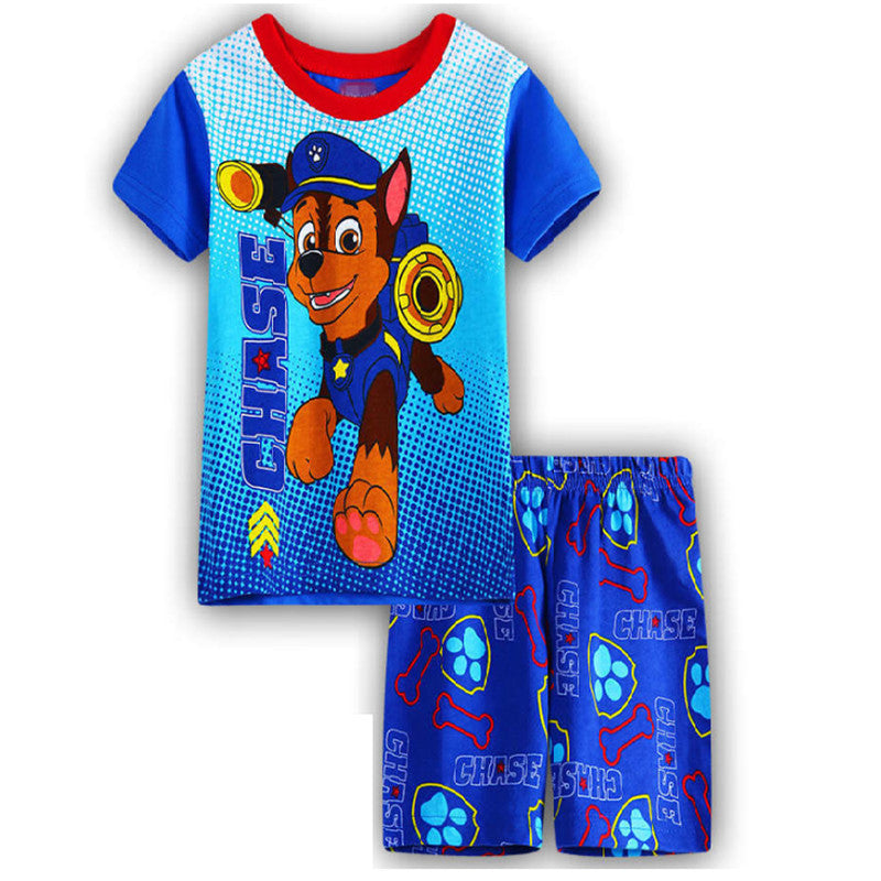 Summer Boys Cartoon Short Sleeve Puppy Loungewear Baby Underwear Pajamas Set T011