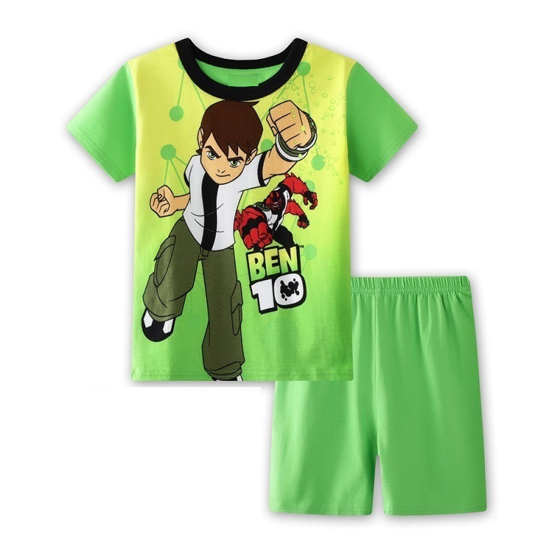 Summer Boys Cartoon Short Sleeve Puppy Loungewear Baby Underwear Pajamas Set T011