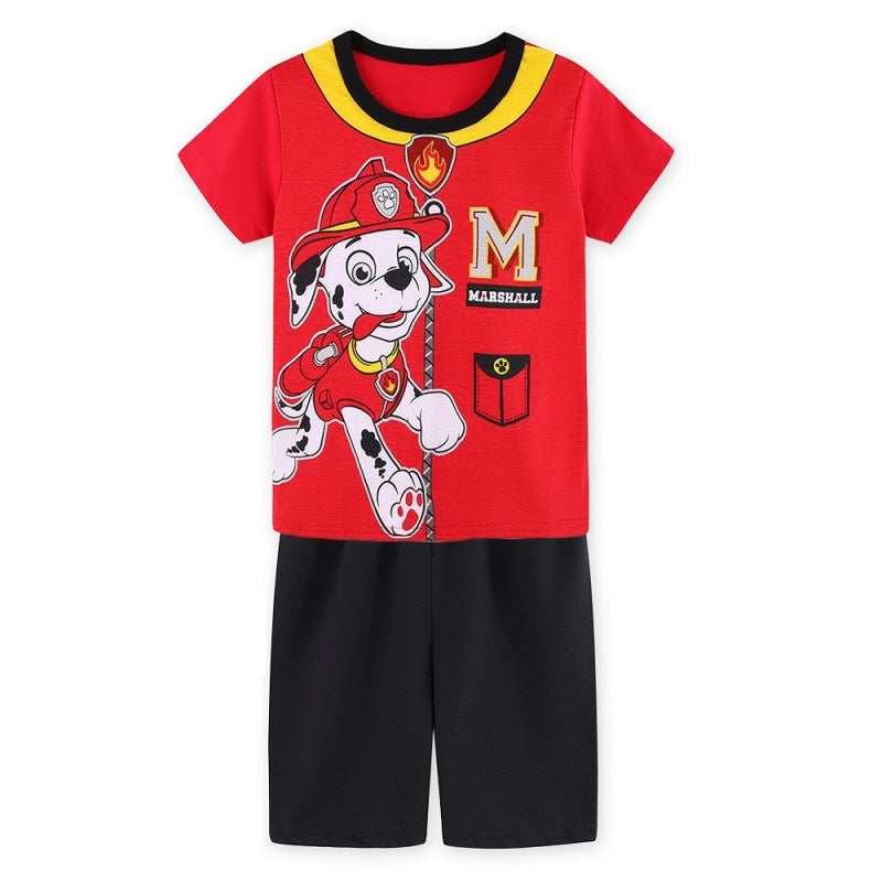 Summer Boys Cartoon Short Sleeve Puppy Loungewear Baby Underwear Pajamas Set T011