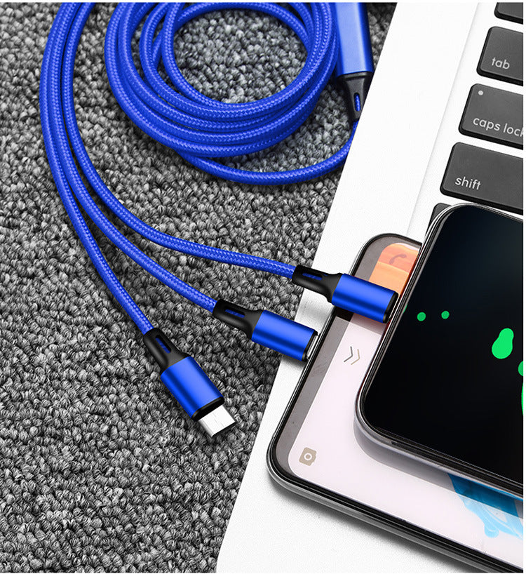 Crystal one to three telescopic data cable, fast charging, mobile phone advertising, exhibition, promotional gifts, 3-in-1 charging cable in stock