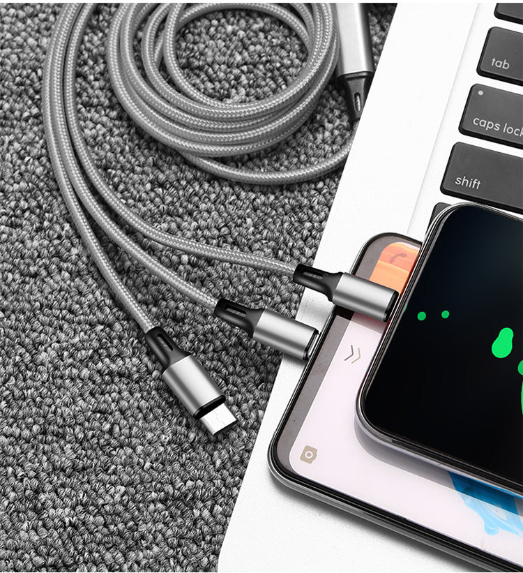 Crystal one to three telescopic data cable, fast charging, mobile phone advertising, exhibition, promotional gifts, 3-in-1 charging cable in stock