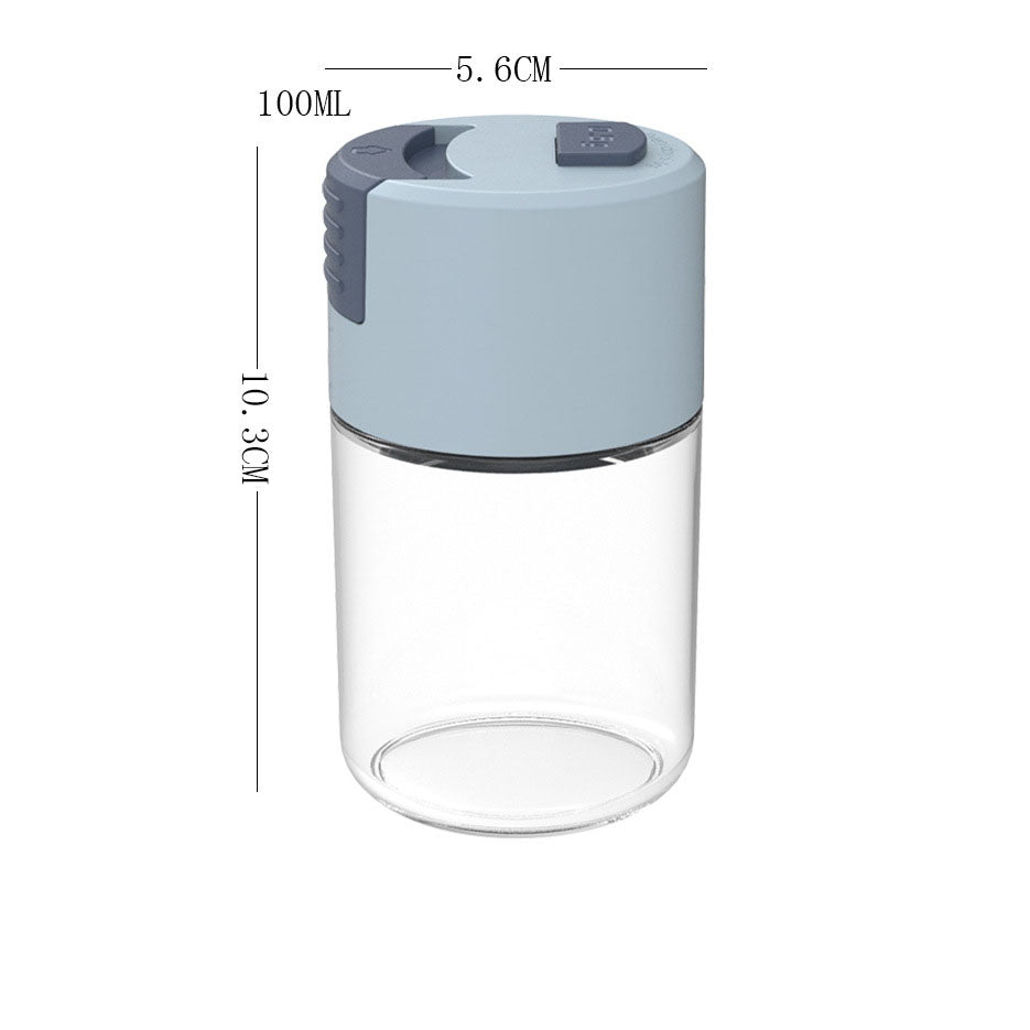 Glass Seasoning Bottle Press-Type Quantitative Seasoning Jar Kitchen Sealed Seasoning Box Salt Jar MSG Seasoning Jar by eprolo