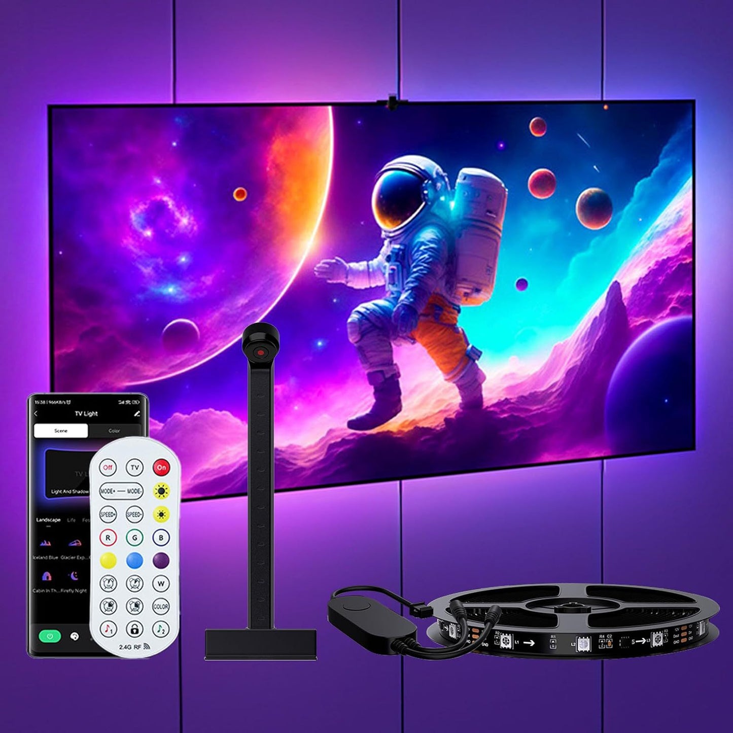 LED Light Strip Bluetooth Sync TV Background Ambient Light with Camera Color Matching by eprolo