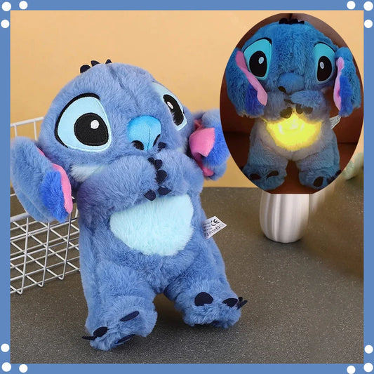 Kawaii Stitch Plush Doll Baby Sleeping Companion Sound Soothing Musical Kawaii With Air Bag and Light Doll Breathing Toys Gifts by eprolo