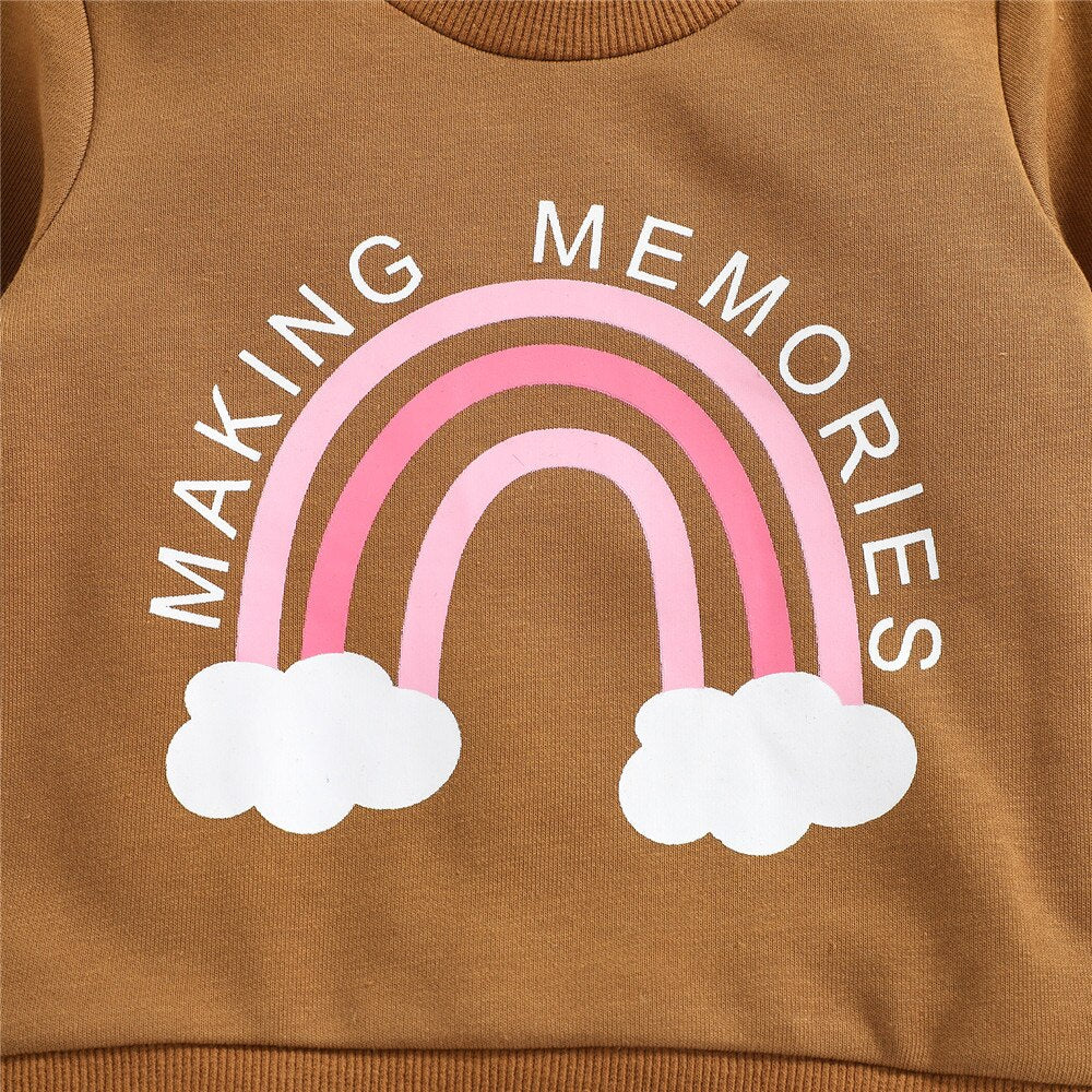 1-6T Infant Kids Baby Girls Tops Clothes Long Sleeve Rainbow Print Clothes Hoodie Sweatershirts Spring Autumn Outfits by eprolo