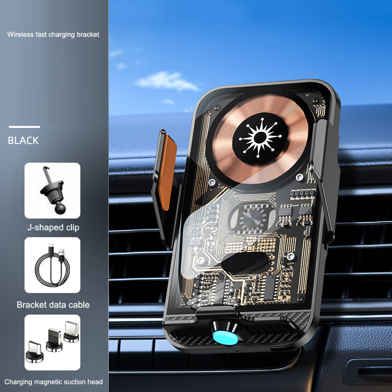 C11 car holder wireless phone charger infrared induction opening and closing navigation punk style transparent phone holder by eprolo