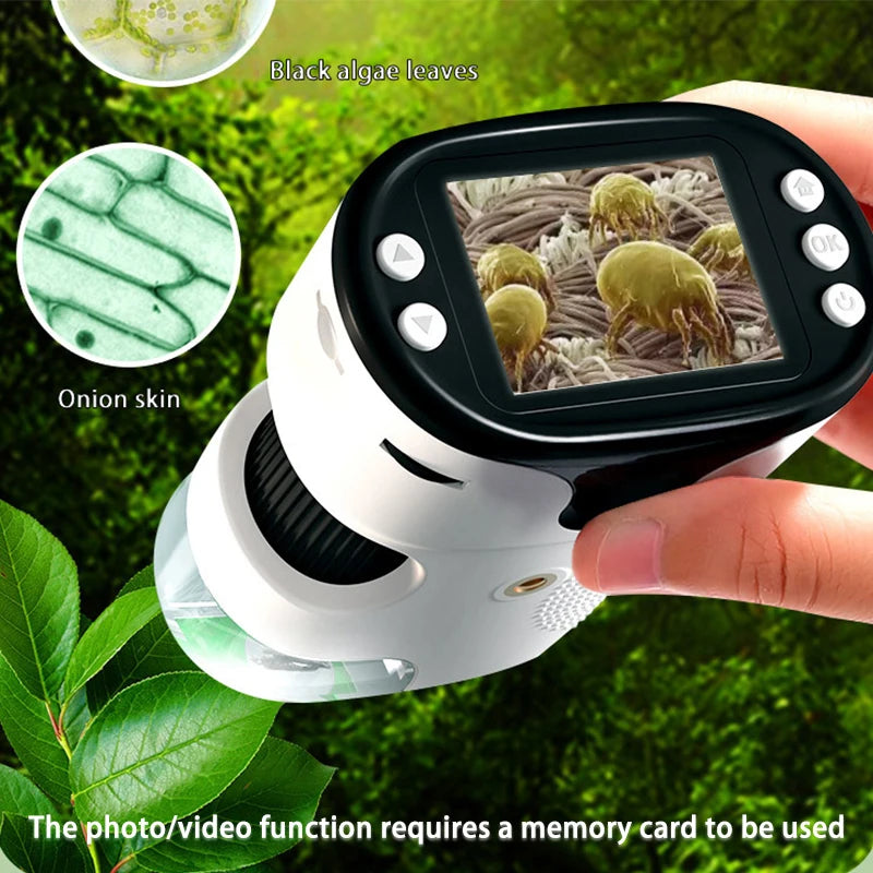 Pocket Microscope Display Montessori Handheld LED Light Biology Magnification Outdoor Students Teaching Gifts Children Stem Toys by eprolo