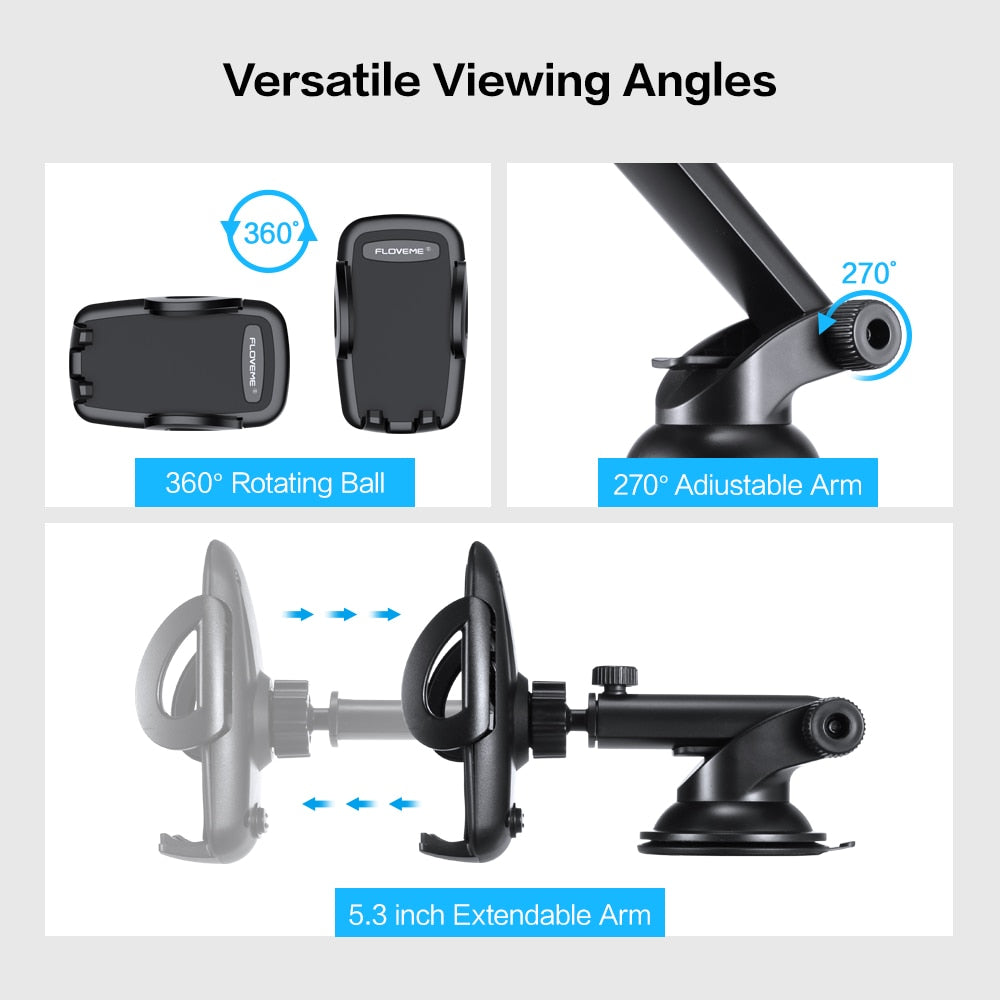 FLOVEME Car Phone Holder For iPhone XS MAX XR X Xiaomi 360 Rotate Dashboard Windshield Car Mount Mobile Holder For Phone Stand by eprolo