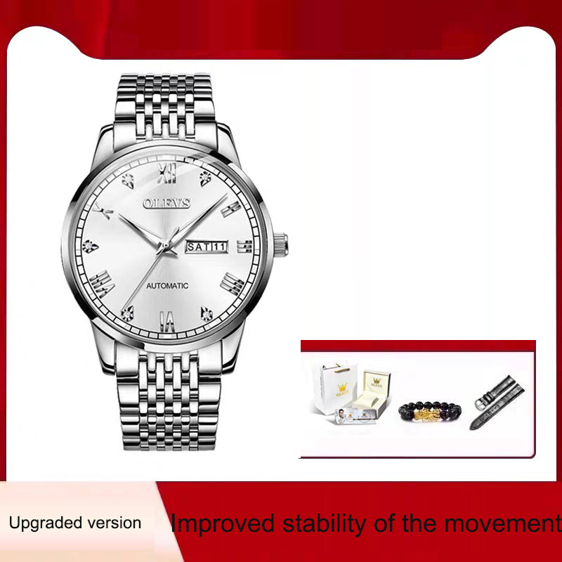 Men's Watch Men's Mechanical Watch Fully Automatic Simple Wind Waterproof Night Light Watch by eprolo