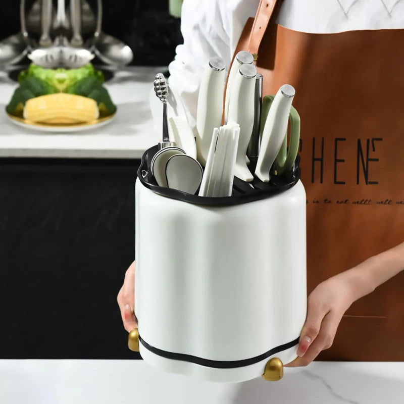 Rotating Knife Holder, Petal Shaped, 360 Degree Rotating, Large Capacity Chopsticks, Knife Holder, Kitchen Supplies Storage Rack by eprolo