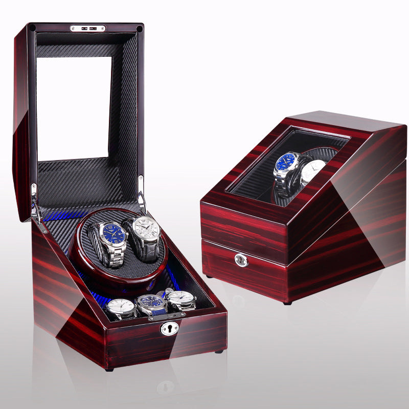 Watch winding box, watch shaker, storage box, LED light, lid open and stop, watch shaker by My Store