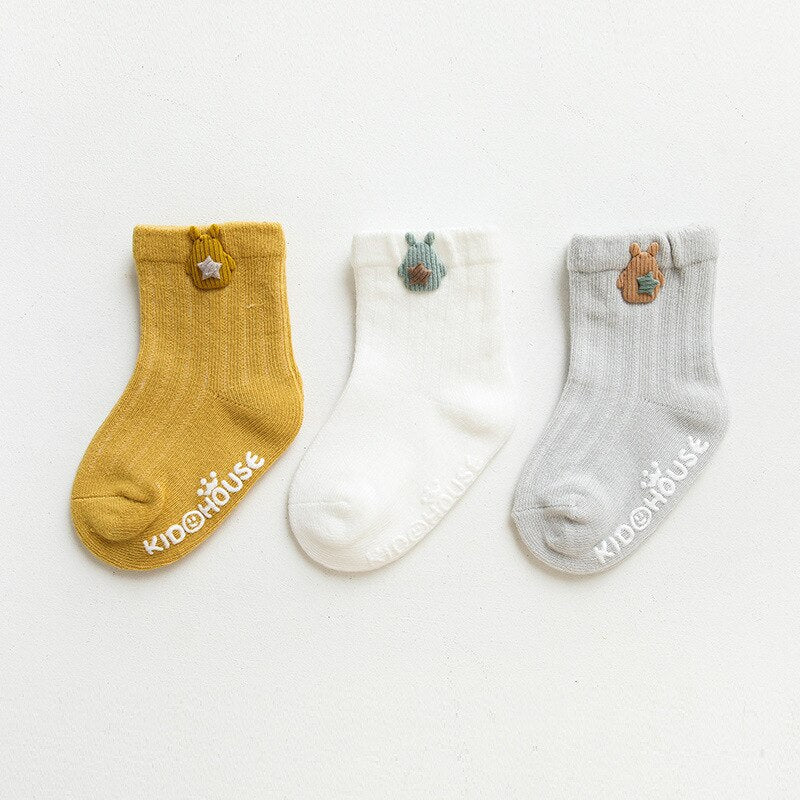 3 Pairs/Lot Infant Sock Cute Cartoon Newborn Baby Socks Dispensing Glue Non-slip Boys Girls Baby Socks Floor Socks Kids Sock by eprolo