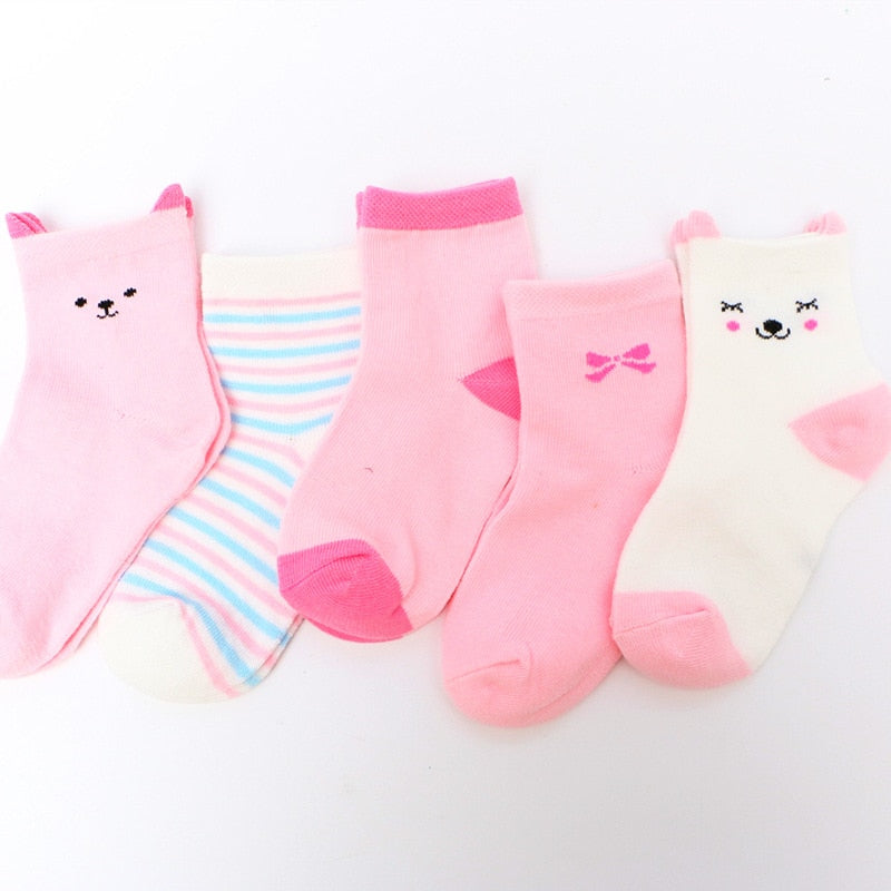 5 Pairs/lot Spring Autumn Cartoon Cat Animal Soft Cotton Knit Baby Socks Kids Boy Newborn Baby Girl Boys Socks For 0-6Yrs by eprolo