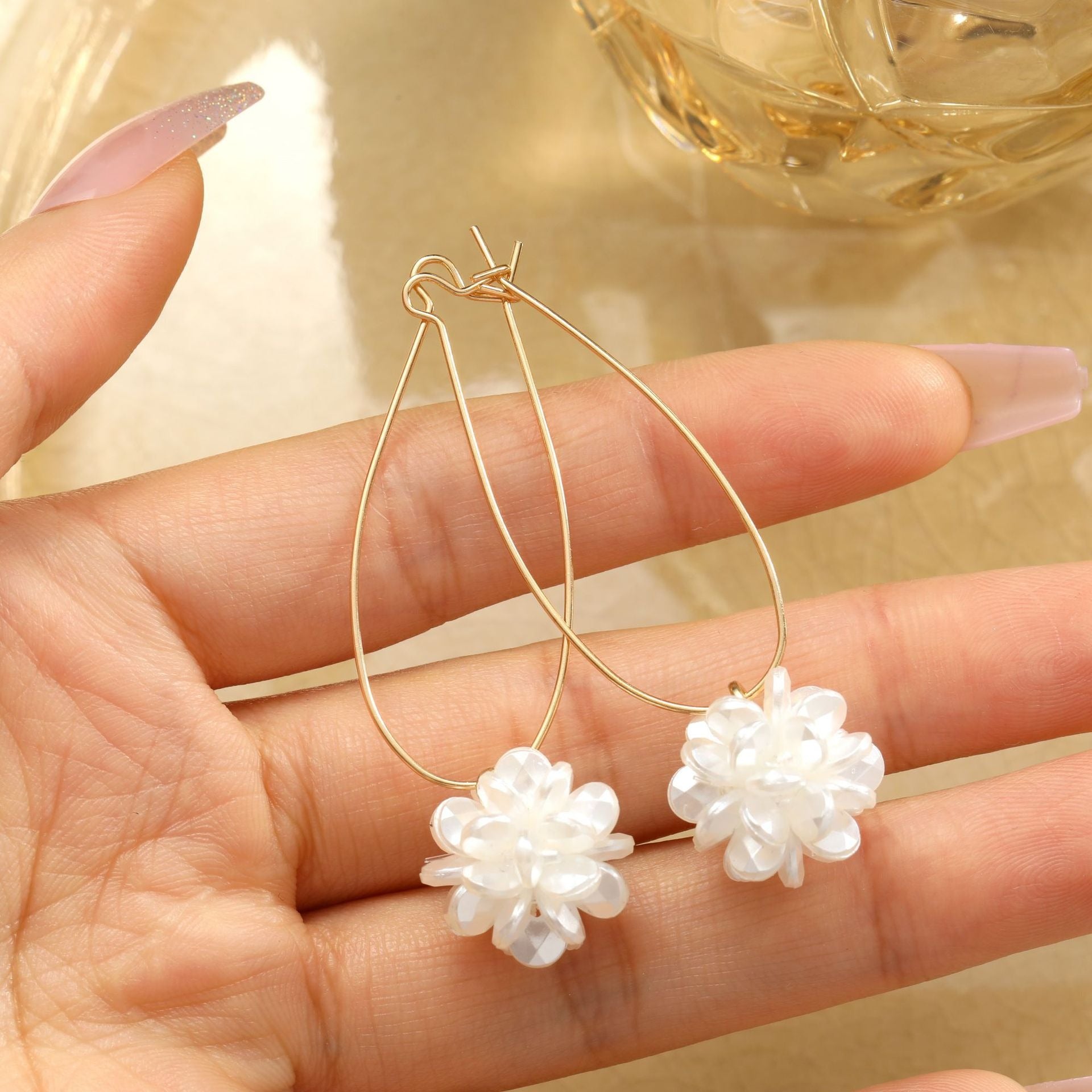Cream Sweet Wind White Camellia Flower Earrings for Girls, Fresh, Sweet, Light Luxury Temperament, Ladies Style Earrings by eprolo