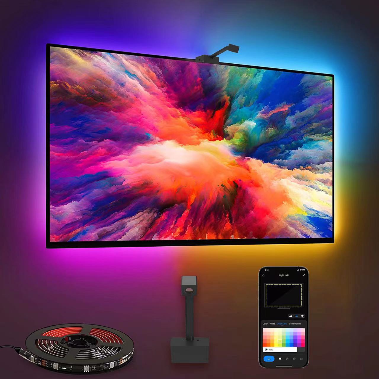 LED Light Strip Bluetooth Sync TV Background Ambient Light with Camera Color Matching by eprolo