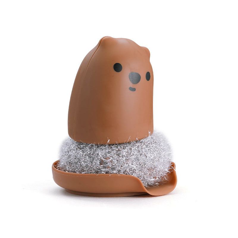 The New Kitchen Bear Pot Brush Acrylic Wire Decontamination Cleaning Ball Does Not Hurt Hand Washing Pot Washing Dishes Cartoon Cleaning Brush by eprolo