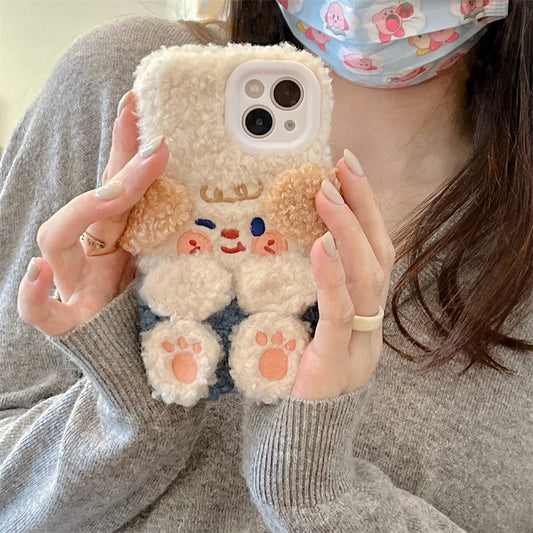 Winter Cute Plush Dog iPhone 14 Promax for 11/12 Apple 13 Phone Case XR Female XS Soft Cover by eprolo