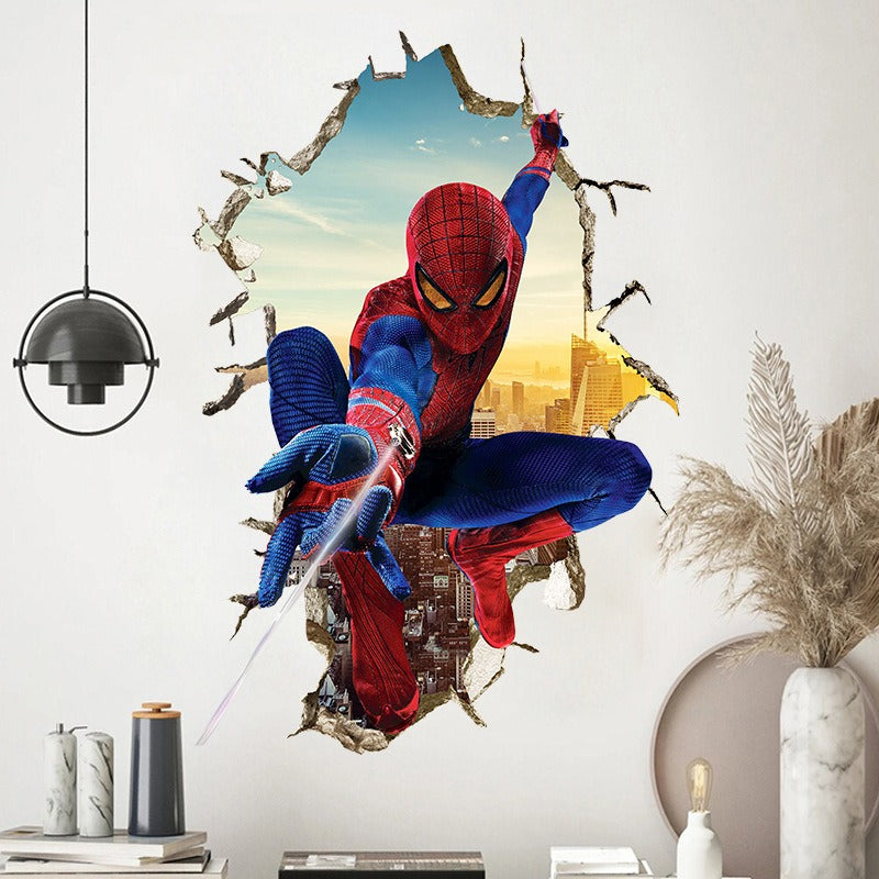 3D Transcendent Wall Spider Man Wall Stickers Living Room Decoration Background Wall Stickers Removable by eprolo