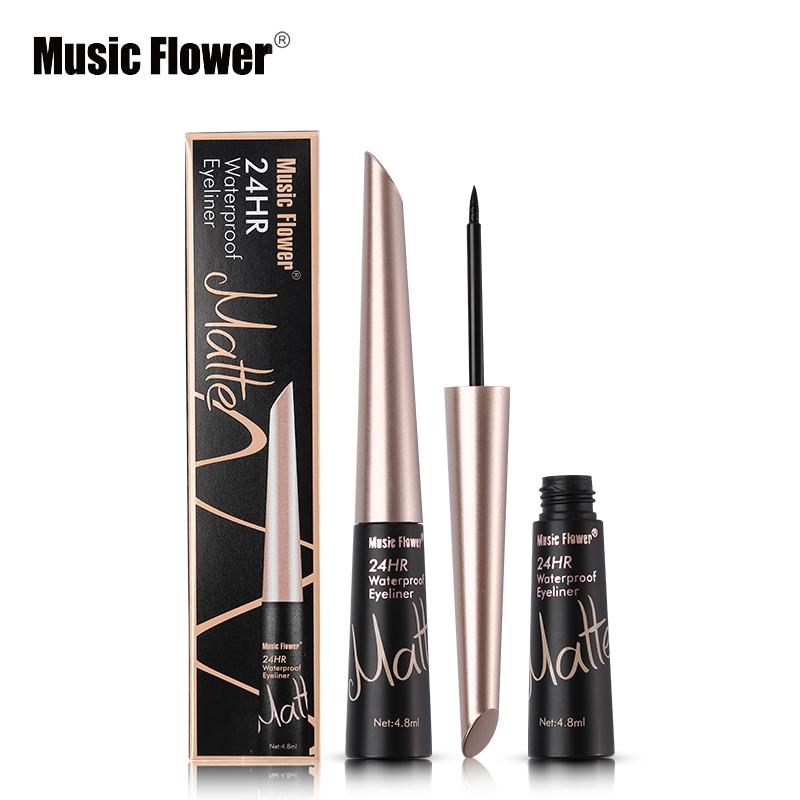 Music Flower Brand Waterproof Liqiud Eyeliner Pencil 24H Long-lasting Matte Eye Liner Delineador Black Eyelid Quick-Dry Makeup by eprolo