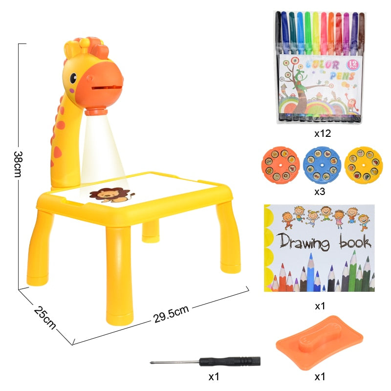 Children Led Projector Art Drawing Table Toys Kids Painting Board Desk Arts Crafts Educational Learning Paint Tools Toy for Girl by eprolo